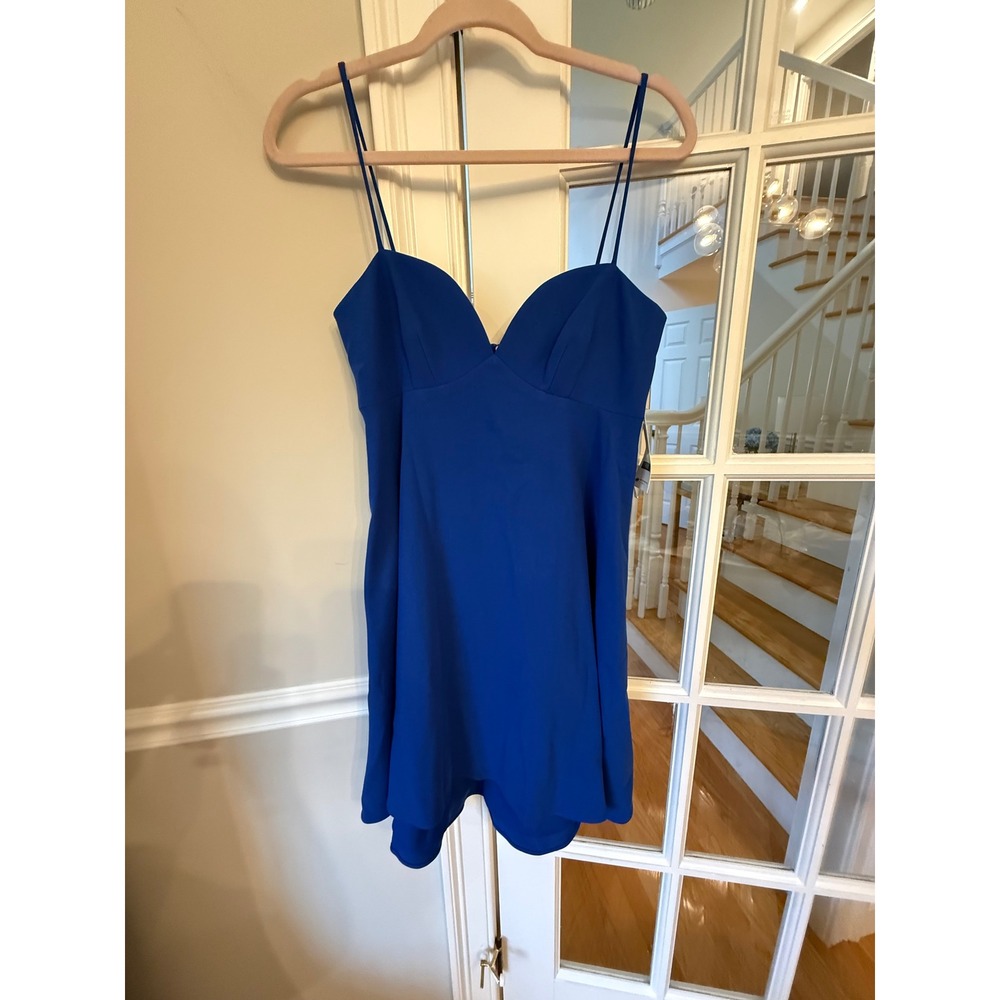 Black Halo Ruby Mini Dress Royal Blue Sweetheart Spaghetti Strap Size 8 NWT